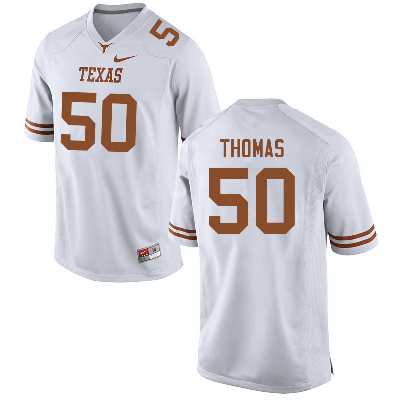 Men #50 Jordon Thomas Texas Longhorns College Football Jerseys Sale-White